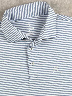 Rhoback Men’s Light Blue & White Striped Polo